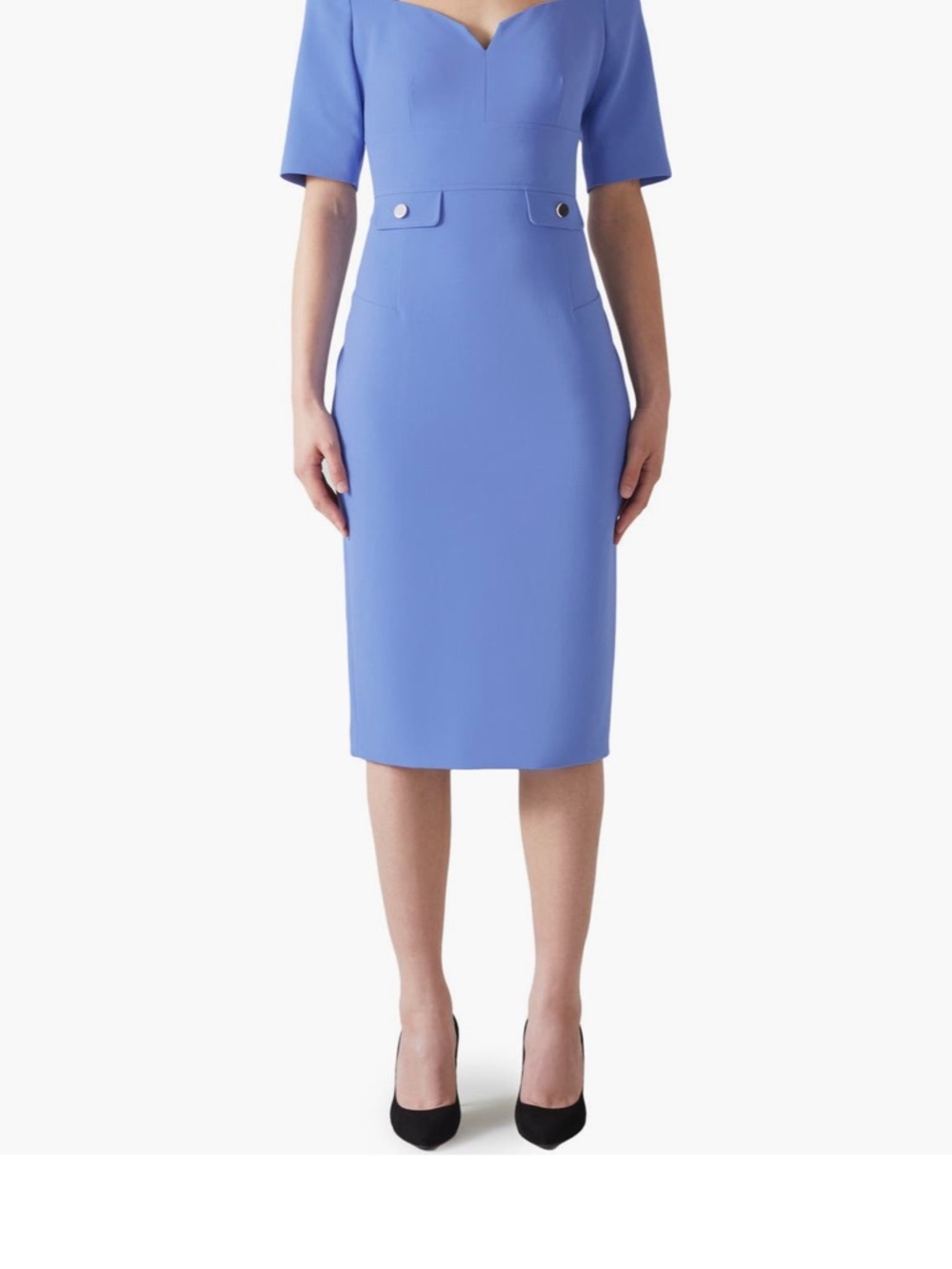 LK Bennett Sweetheart Neckline Midi Dress in Periwinkle
